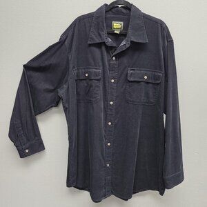 Work n' Sport Shirt Mens 2XL Black Corduroy Button Up Long Sleeve Casual XXL